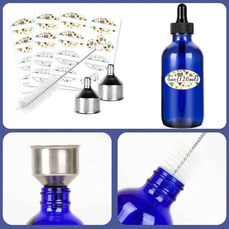 CycleMore 16 Pack (120 ml) 4 oz Blue Boston Bottles with Glass Eye Droppers, Glass Dropper Bottles for Essential Oils & Lab Chemicals & More Liquids Ideal for Mom & Friends - Image 4